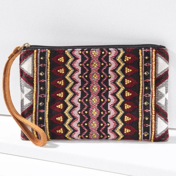 Handmade Beaded Zig Zag Pattern Clutch - Picture 5 of 8